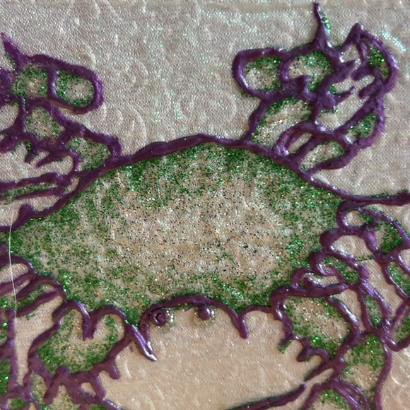 🦀sparkling crab on silver embossed card - Picture 2 of 4